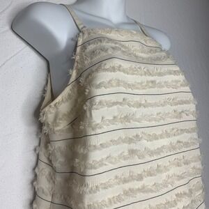 Maeve by Anthropologie Women's Tank Top size 6 Cream Fringe Striped